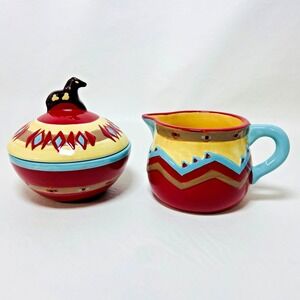 Pendleton Home‎ Collection Ranch House Pattern Horse Sugar Bowl Creamer Ceramic